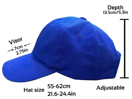 Baseball Hat measurements from our embroidery workshop