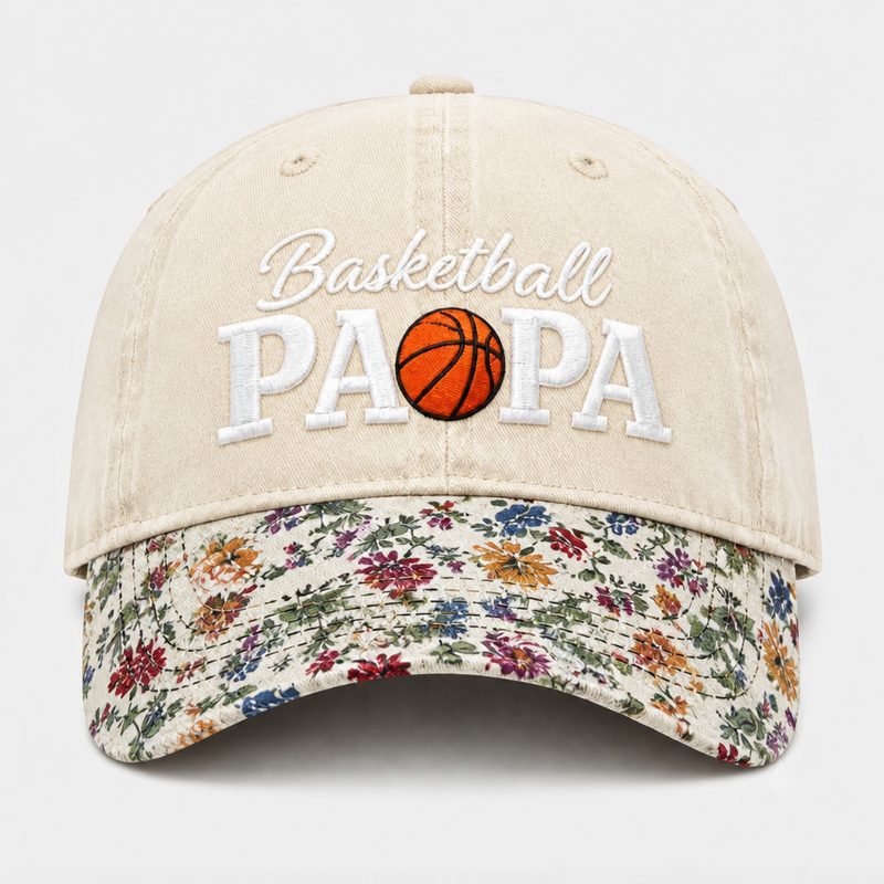 Basketball Papa Grandpa Embroidered Floral Brim Hat – Grandpa Gifts