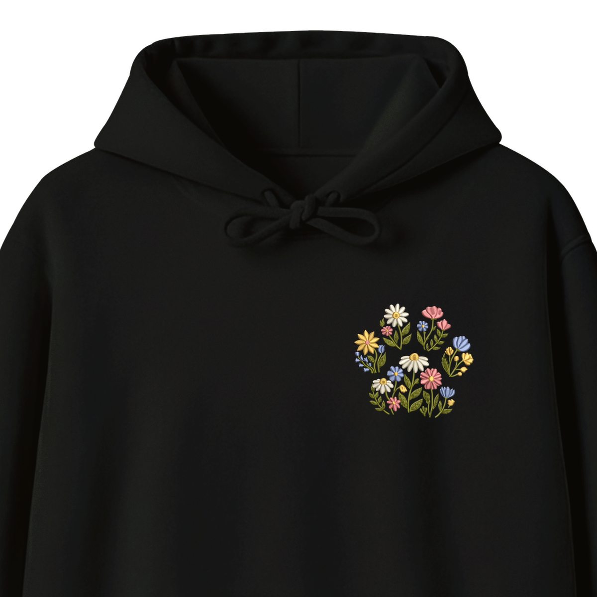 Custom Pet Name Floral Paw embroidered hoodie — chest embroidery