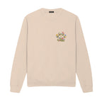 Custom Pet Name Floral Paw embroidered sweatshirt in Beige — chest embroidery
