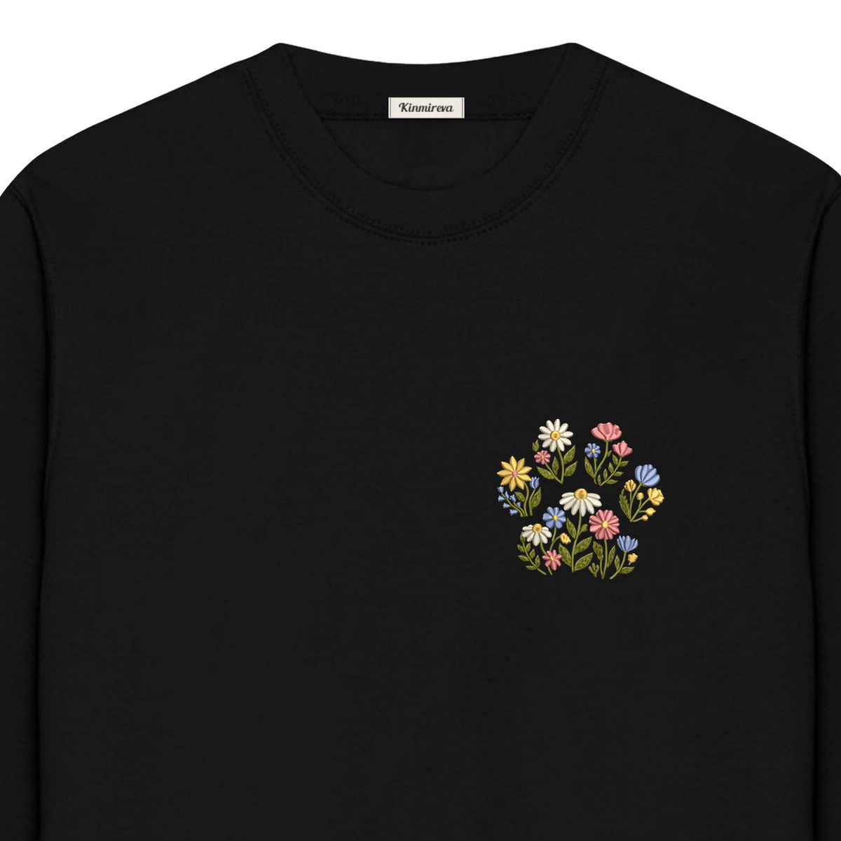 Custom Pet Name Floral Paw embroidered sweatshirt — chest embroidery