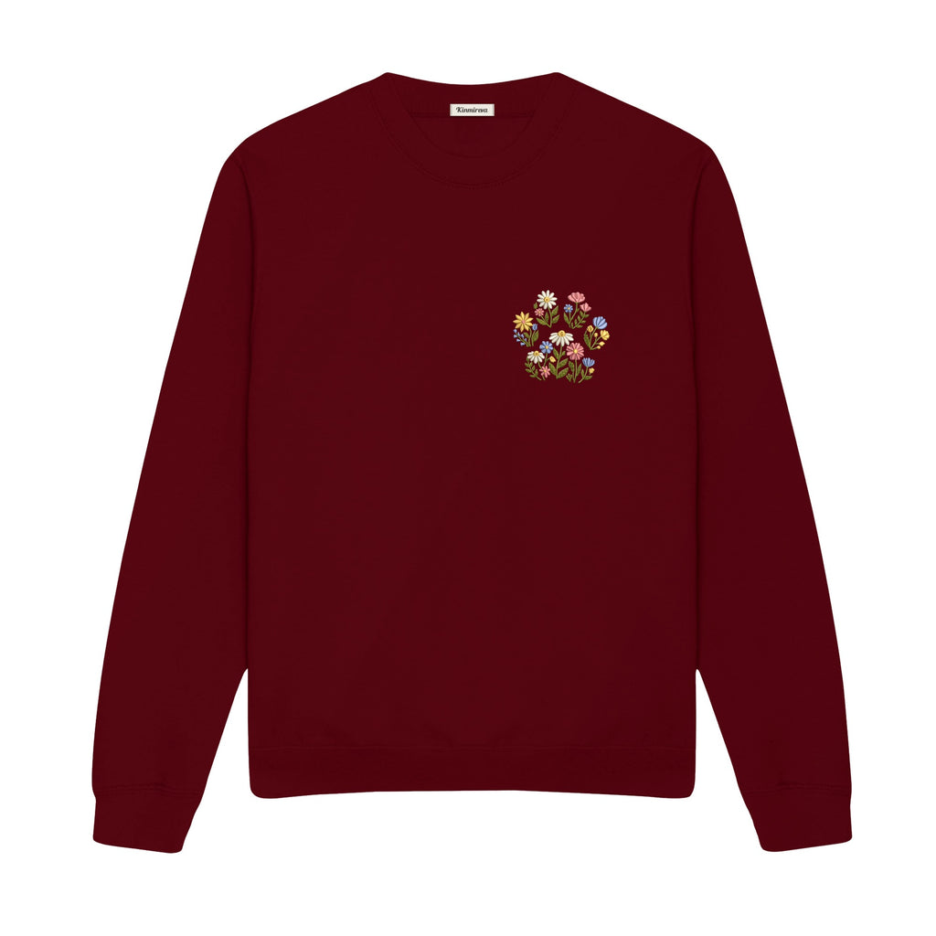 Custom Pet Name Floral Paw embroidered sweatshirt in Marron — chest embroidery