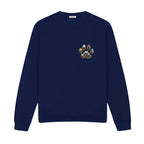 Custom Pet Name Floral Paw embroidered sweatshirt in Navy — chest embroidery