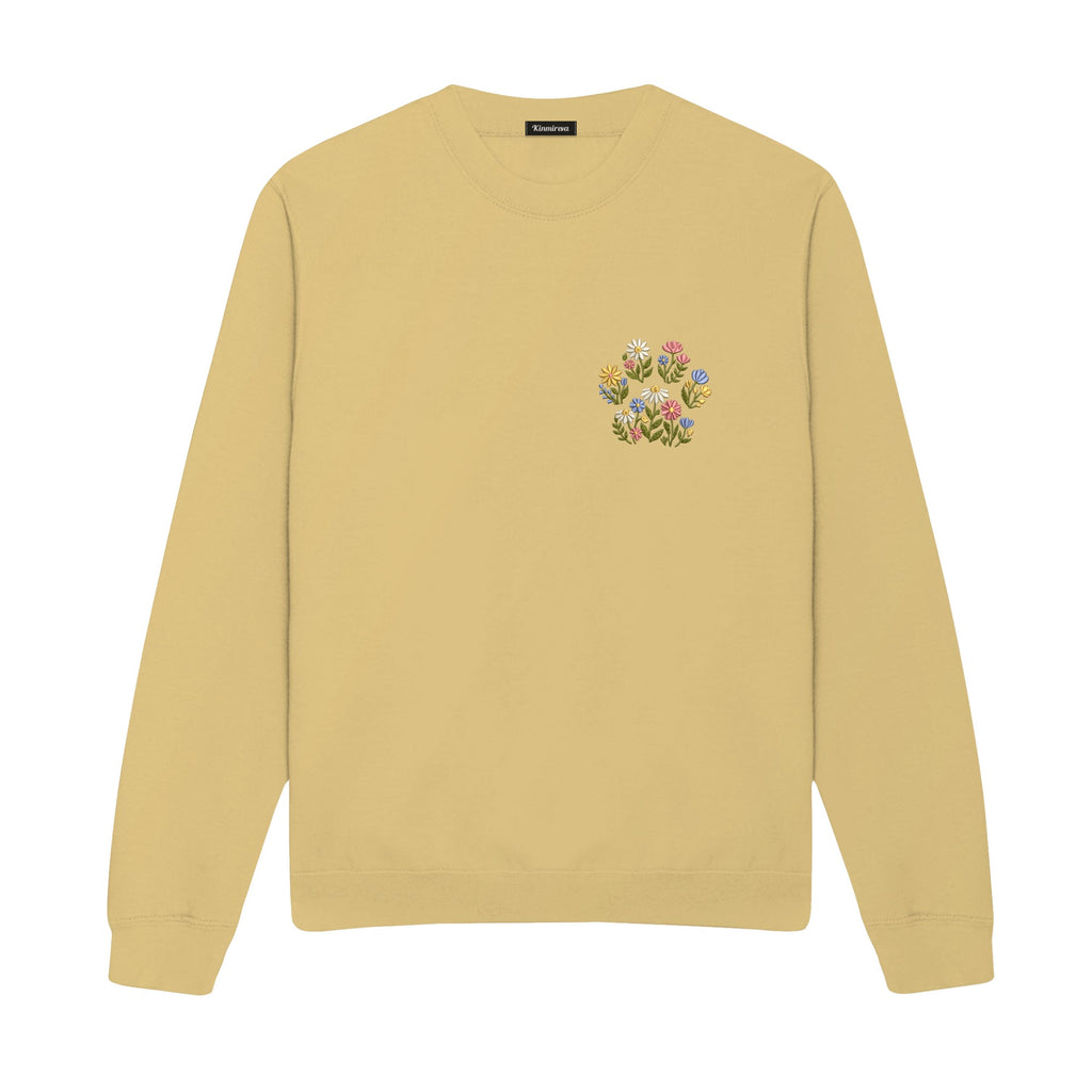 Custom Pet Name Floral Paw embroidered sweatshirt in Sand — chest embroidery
