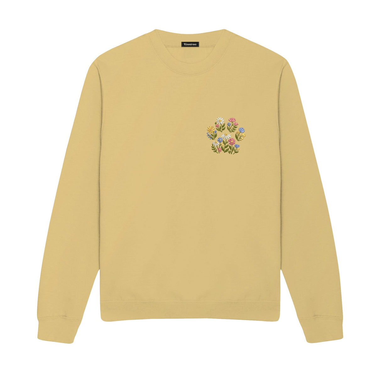 Custom Pet Name Floral Paw embroidered sweatshirt in Sand — chest embroidery