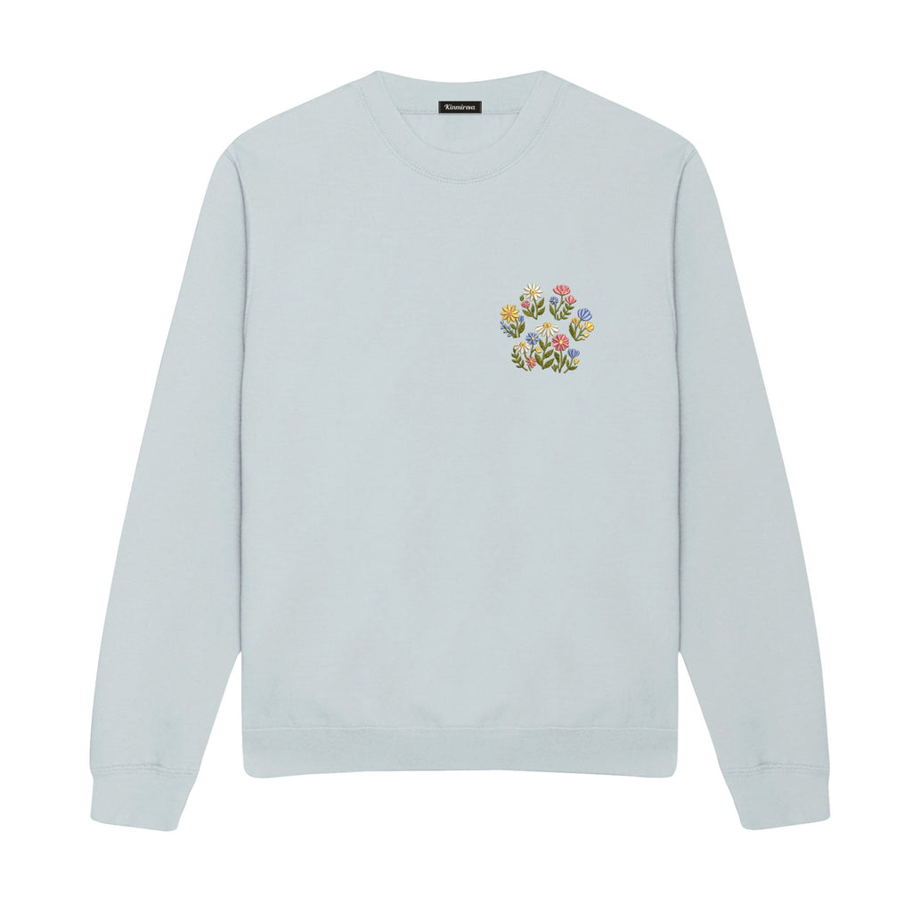 Custom Pet Name Floral Paw embroidered sweatshirt in Sports Grey — chest embroidery