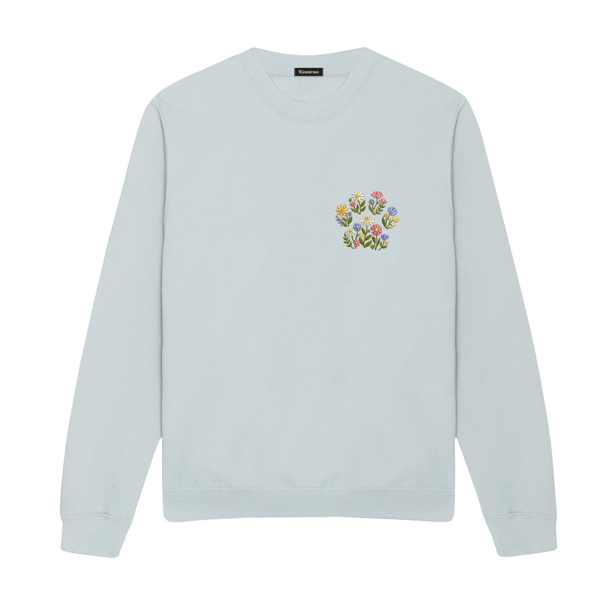 Custom Pet Name Floral Paw embroidered sweatshirt in Sports Grey — chest embroidery