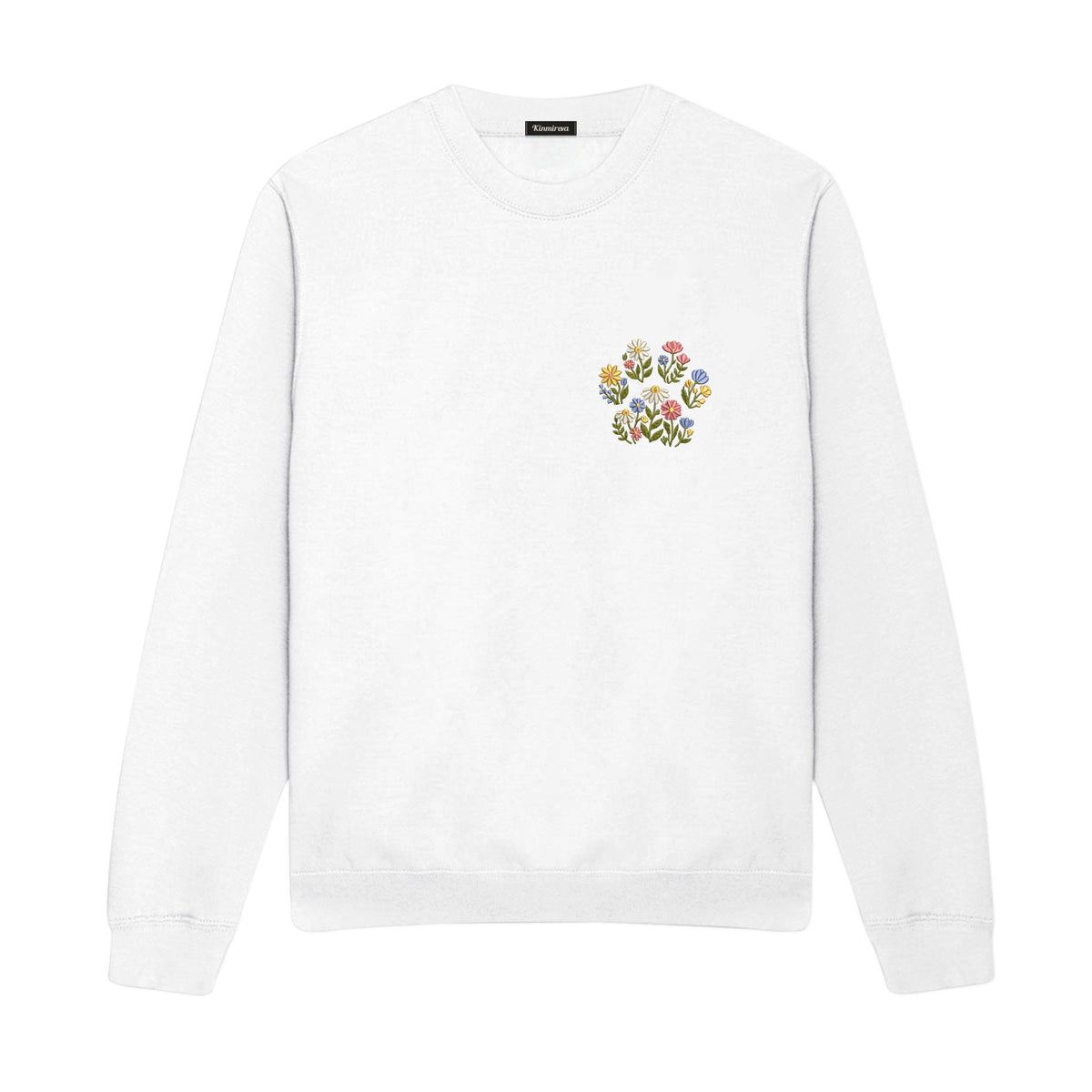 Custom Pet Name Floral Paw embroidered sweatshirt in White — chest embroidery