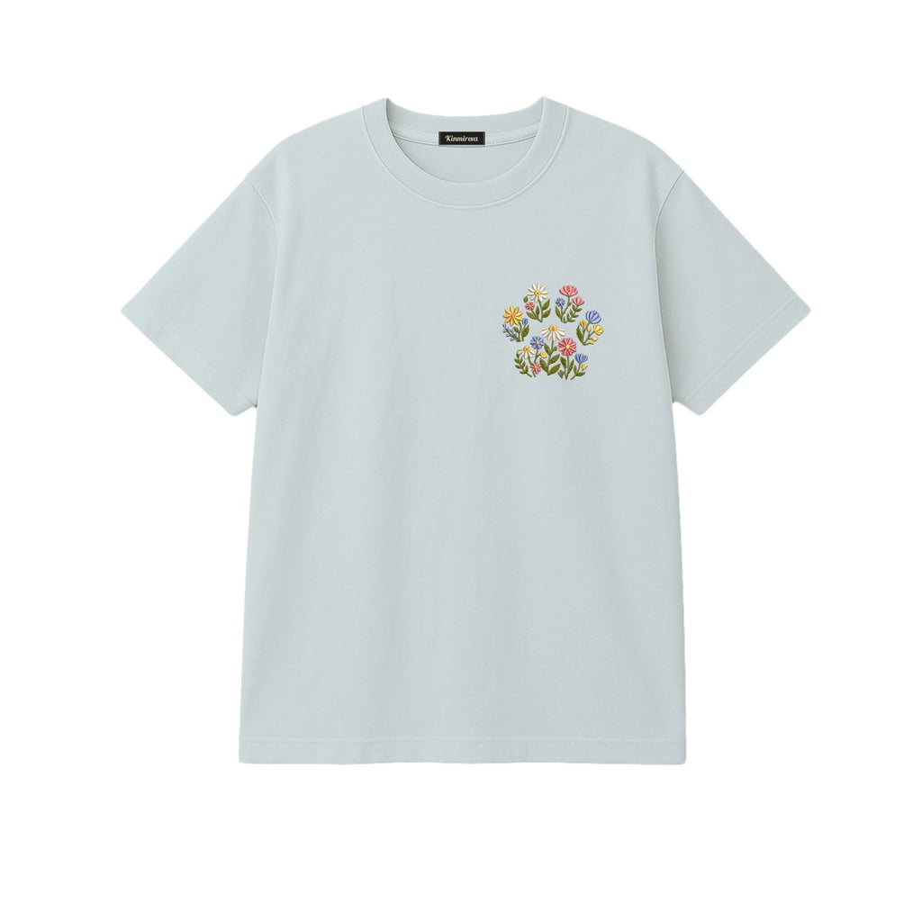 Custom Pet Name Floral Paw embroidered t-shirt in Sports Grey — chest embroidery