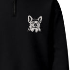 Custom Name French Bulldog Line Art embroidered quarter-zip — chest embroidery