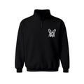 Custom Name French Bulldog Line Art embroidered quarter-zip in Black — front view