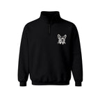 Custom Name French Bulldog Line Art embroidered quarter-zip in Black — front view
