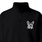 Custom Name French Bulldog Line Art embroidered quarter-zip — chest embroidery