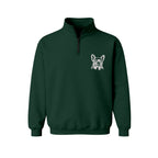 Custom Name French Bulldog Line Art embroidered quarter-zip in Forest Green — chest embroidery