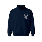 Custom Name French Bulldog Line Art embroidered quarter-zip in Navy — chest embroidery