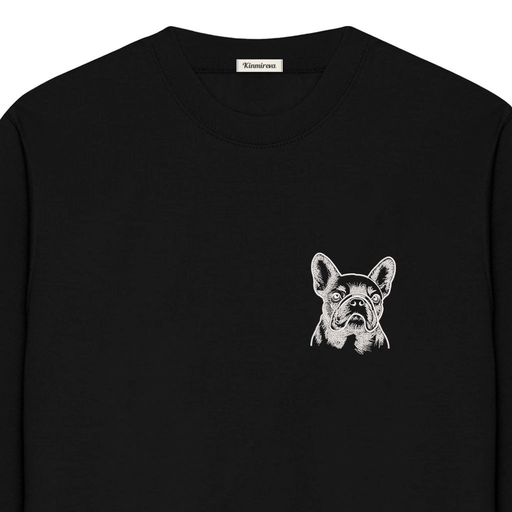 Custom Name French Bulldog Line Art embroidered sweatshirt — chest embroidery