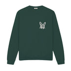 Custom Name French Bulldog Line Art embroidered sweatshirt in Forest Green — chest embroidery