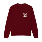 Custom Name French Bulldog Line Art embroidered sweatshirt in Marron — chest embroidery