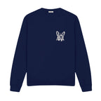 Custom Name French Bulldog Line Art embroidered sweatshirt in Navy — chest embroidery