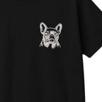 Custom Name French Bulldog Line Art embroidered t-shirt — chest embroidery