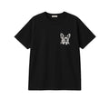 Custom Name French Bulldog Line Art embroidered t-shirt in Black — front view