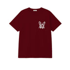 Custom Name French Bulldog Line Art embroidered t-shirt in Marron — chest embroidery