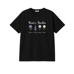 Nana's Garden Custom Grandkids Name Birth Flower embroidered t-shirt in Black — front view
