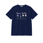 Nana's Garden Custom Grandkids Name Birth Flower embroidered t-shirt in Navy — chest embroidery