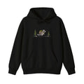Custom Name Hiking Raccoon Backpack Forest Adventure embroidered hoodie in Black — back view