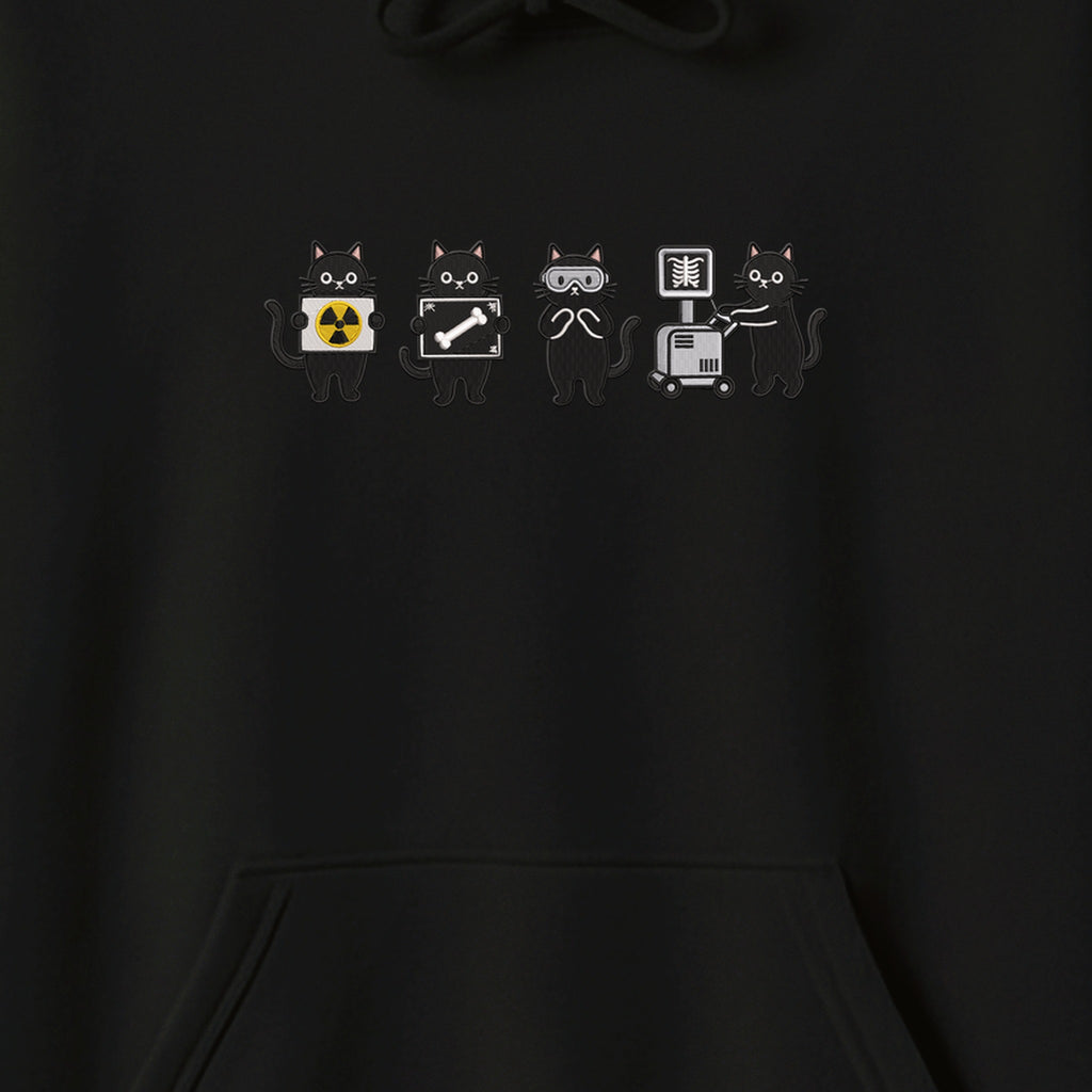 Radiology Tech Black Cat Squad X Ray embroidered hoodie — chest embroidery