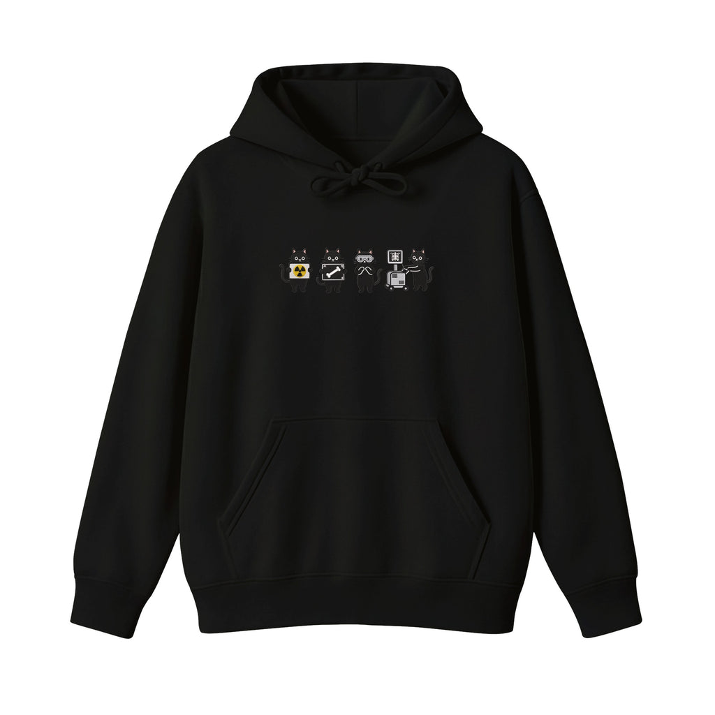 Radiology Tech Black Cat Squad X Ray embroidered hoodie in Black — front view