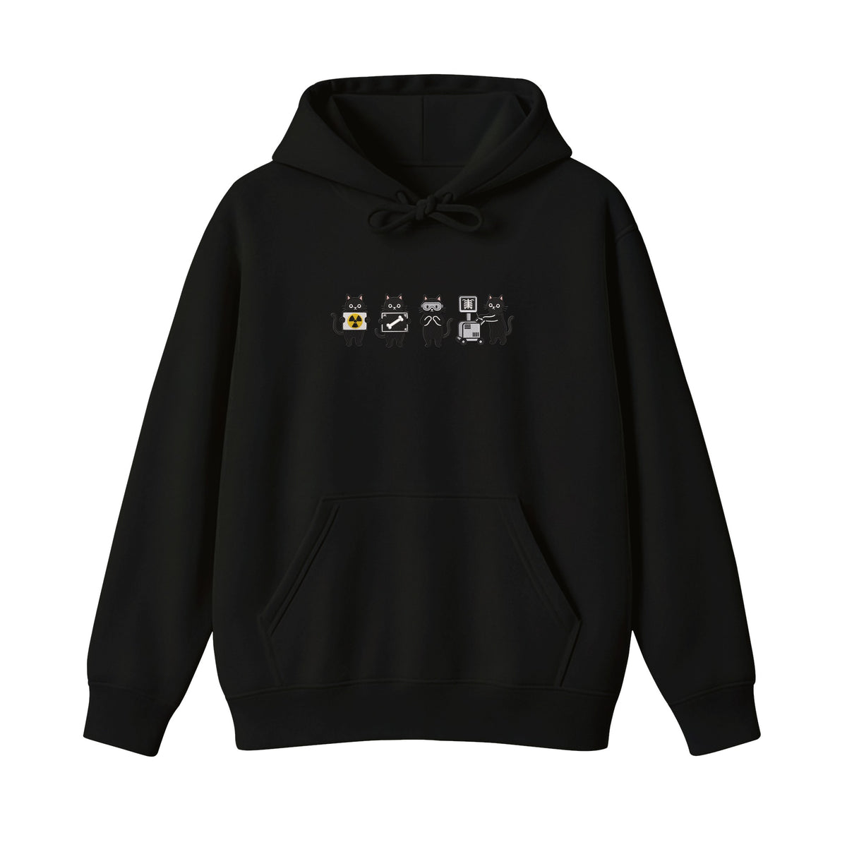 Radiology Tech Black Cat Squad X Ray embroidered hoodie in Black — front view