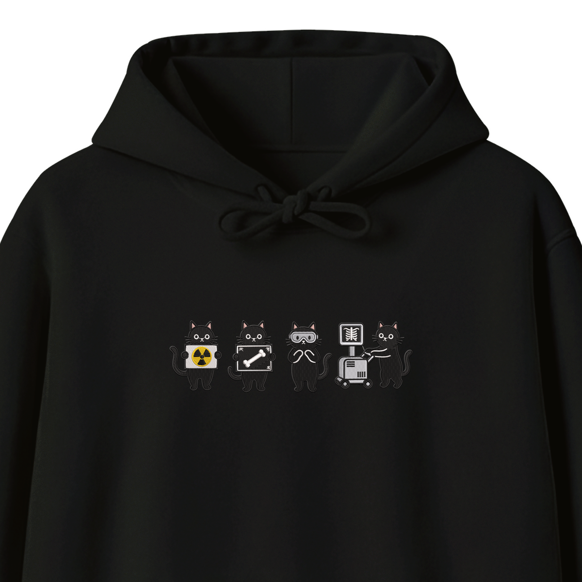 Radiology Tech Black Cat Squad X Ray embroidered hoodie — chest embroidery