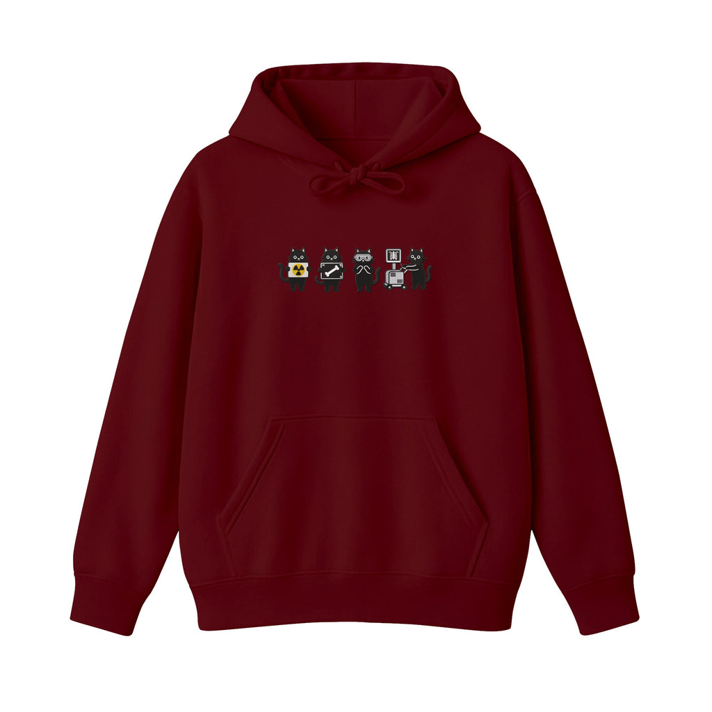 Radiology Tech Black Cat Squad X Ray embroidered hoodie in Marron — chest embroidery