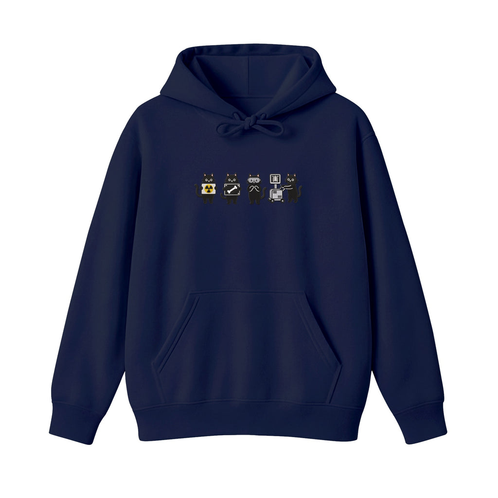 Radiology Tech Black Cat Squad X Ray embroidered hoodie in Navy — chest embroidery