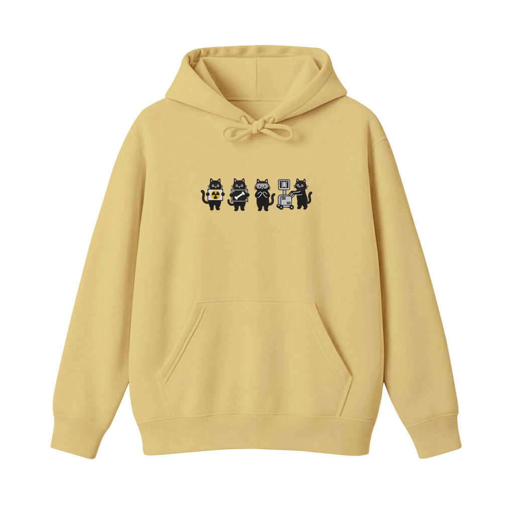Radiology Tech Black Cat Squad X Ray embroidered hoodie in Sand — chest embroidery