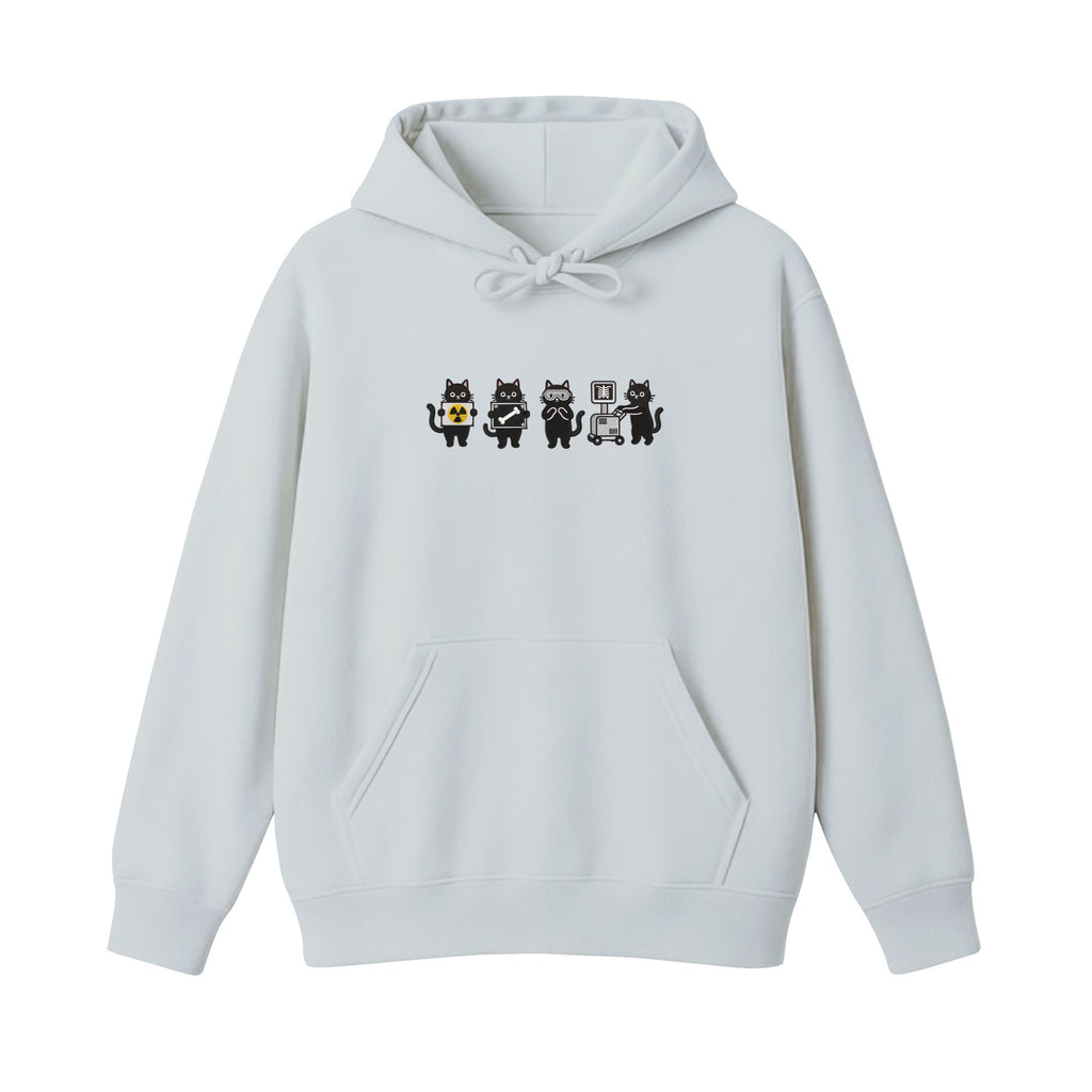Radiology Tech Black Cat Squad X Ray embroidered hoodie in Sports Grey — chest embroidery