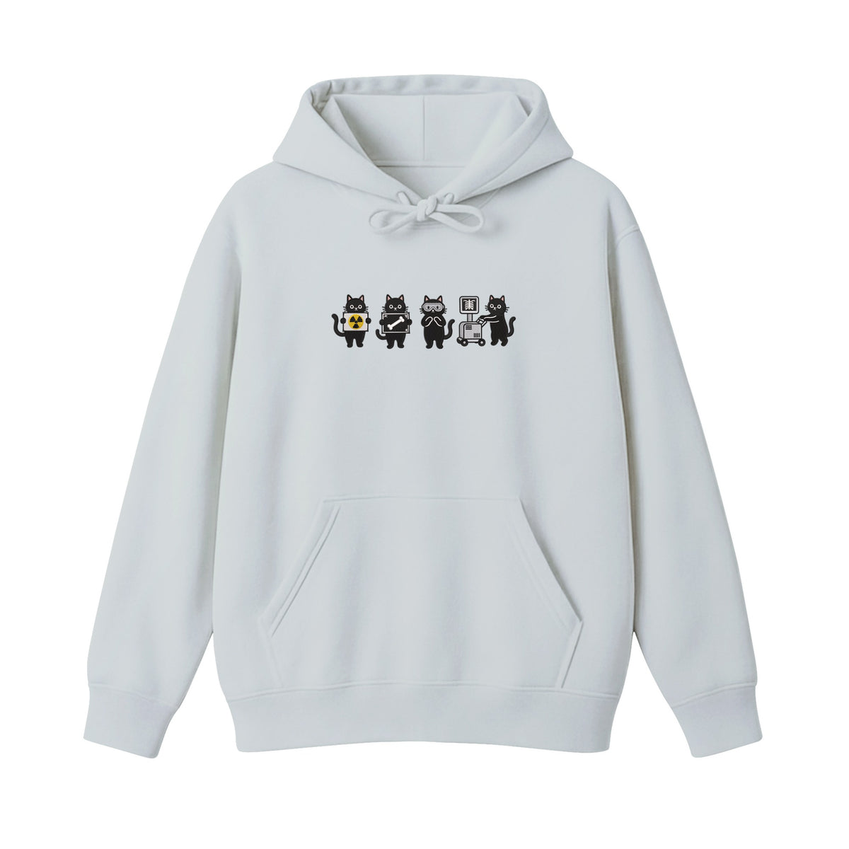 Radiology Tech Black Cat Squad X Ray embroidered hoodie in Sports Grey — chest embroidery