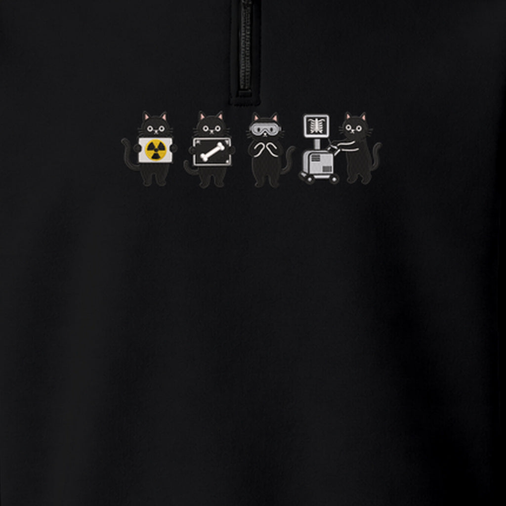 Radiology Tech Black Cat Squad X Ray embroidered quarter-zip — chest embroidery