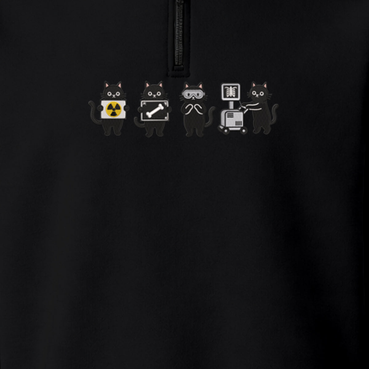 Radiology Tech Black Cat Squad X Ray embroidered quarter-zip — chest embroidery