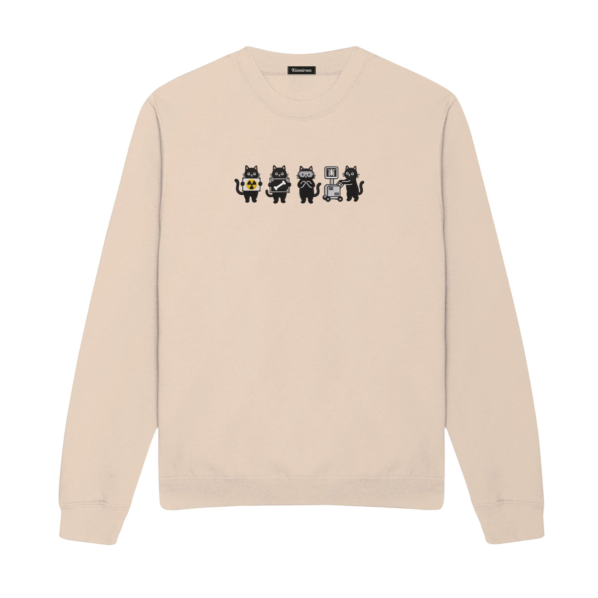 Radiology Tech Black Cat Squad X Ray embroidered sweatshirt in Beige — chest embroidery