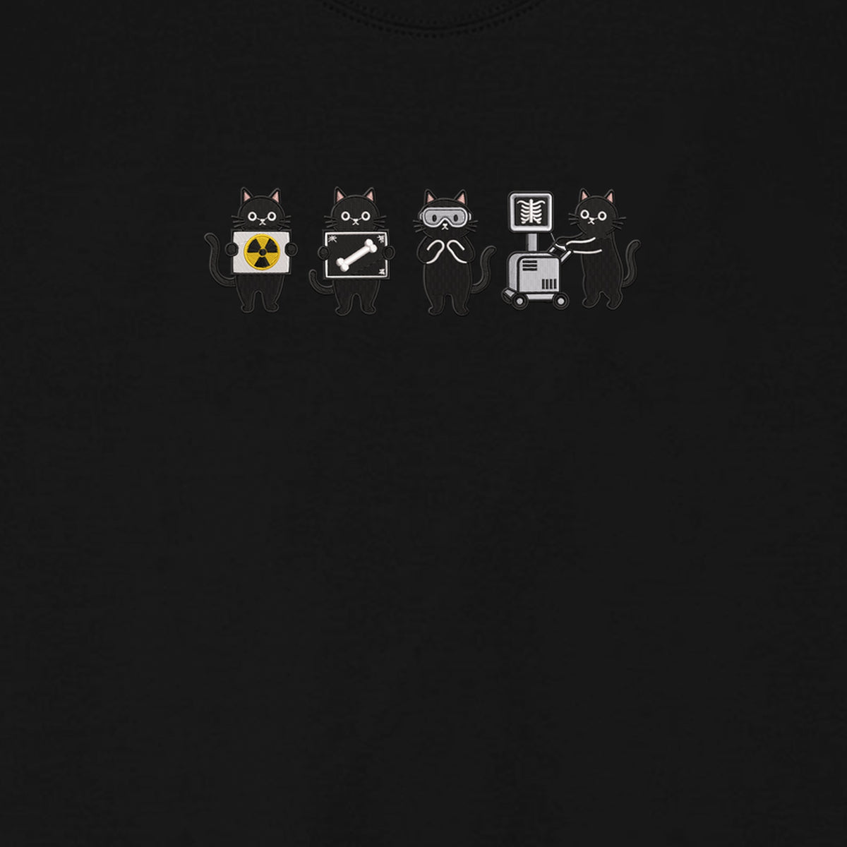 Radiology Tech Black Cat Squad X Ray embroidered sweatshirt — chest embroidery