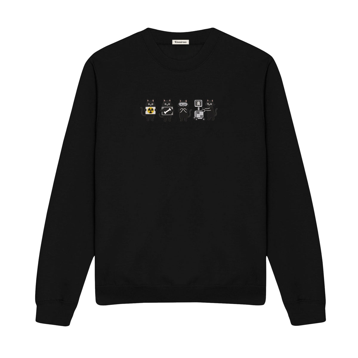 Radiology Tech Black Cat Squad X Ray embroidered sweatshirt in Black — front view
