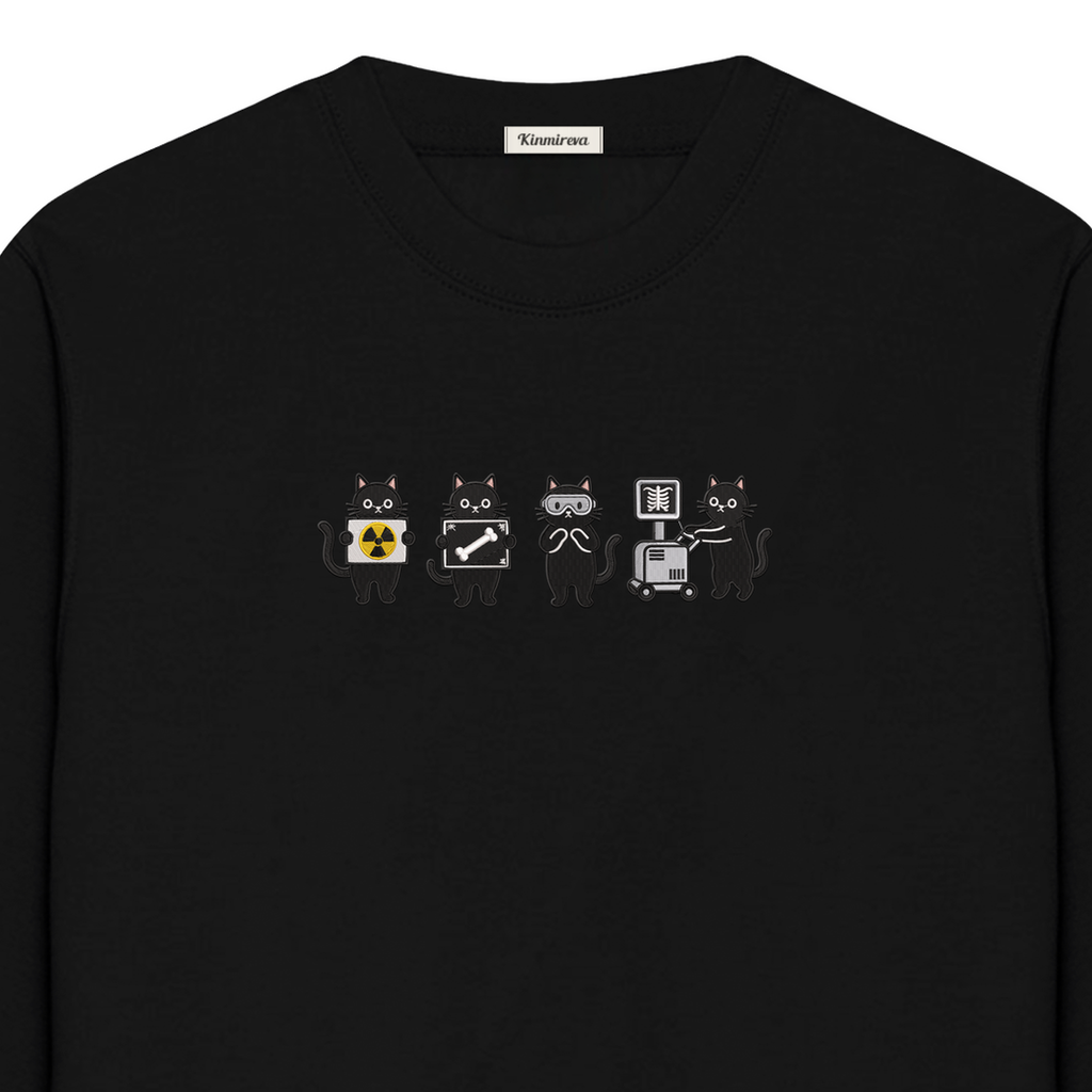 Radiology Tech Black Cat Squad X Ray embroidered sweatshirt — chest embroidery