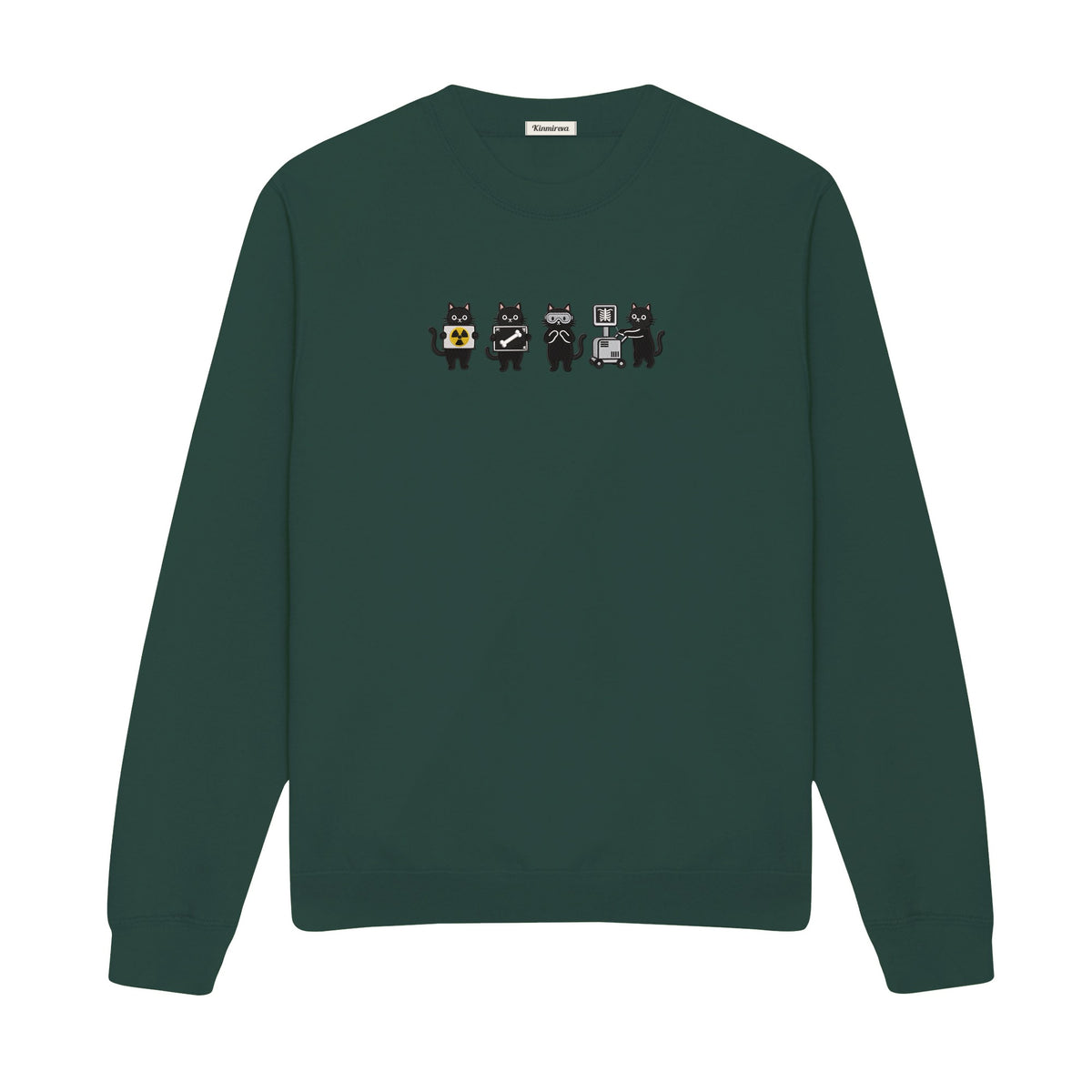 Radiology Tech Black Cat Squad X Ray embroidered sweatshirt in Forest Green — chest embroidery