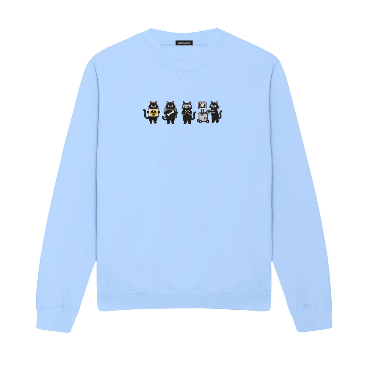 Radiology Tech Black Cat Squad X Ray embroidered sweatshirt in Light Blue — chest embroidery