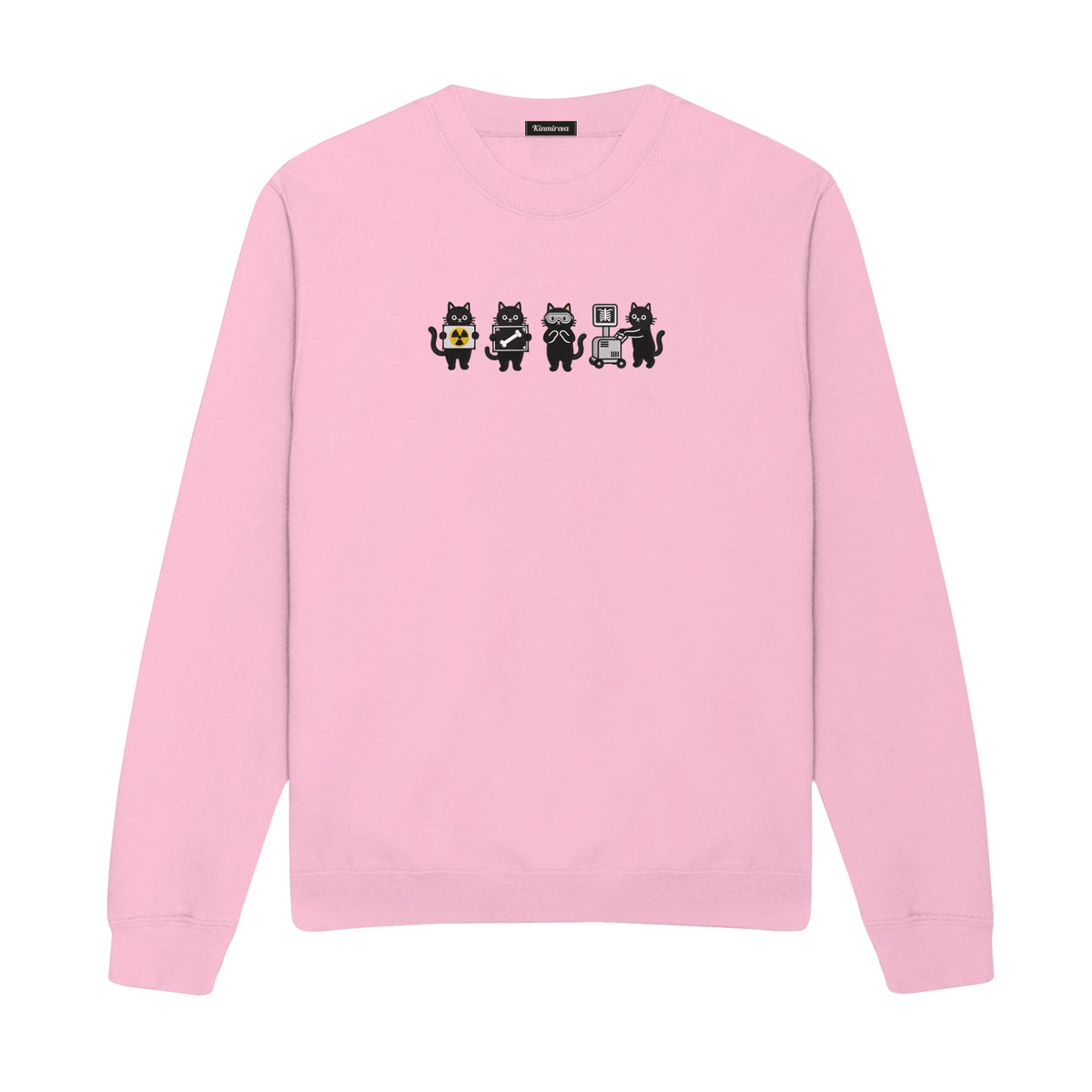Radiology Tech Black Cat Squad X Ray embroidered sweatshirt in Light Pink — chest embroidery