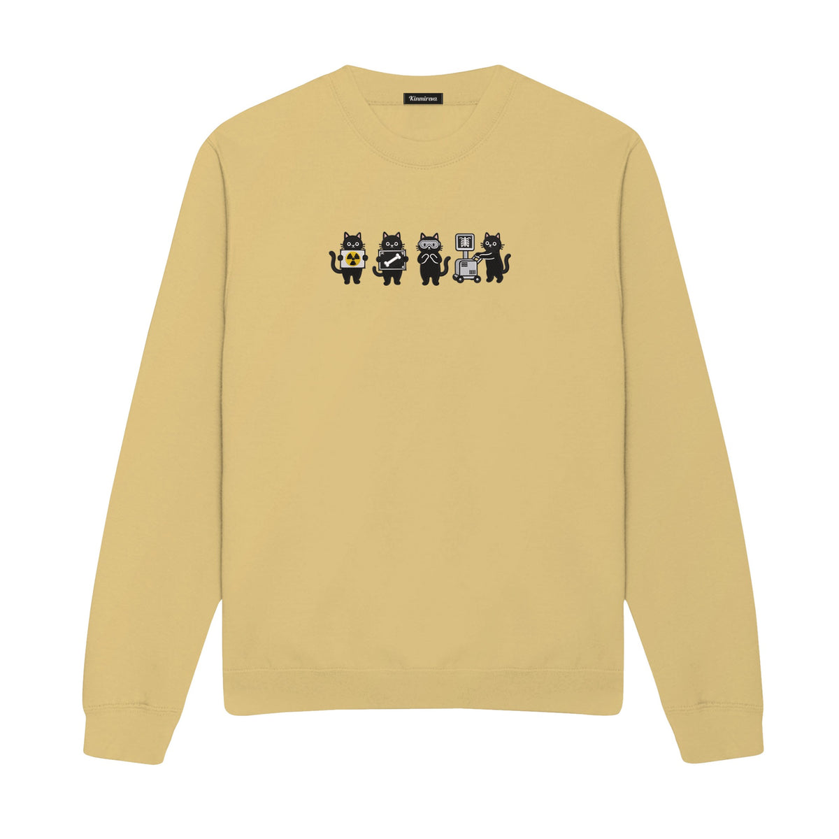Radiology Tech Black Cat Squad X Ray embroidered sweatshirt in Sand — chest embroidery