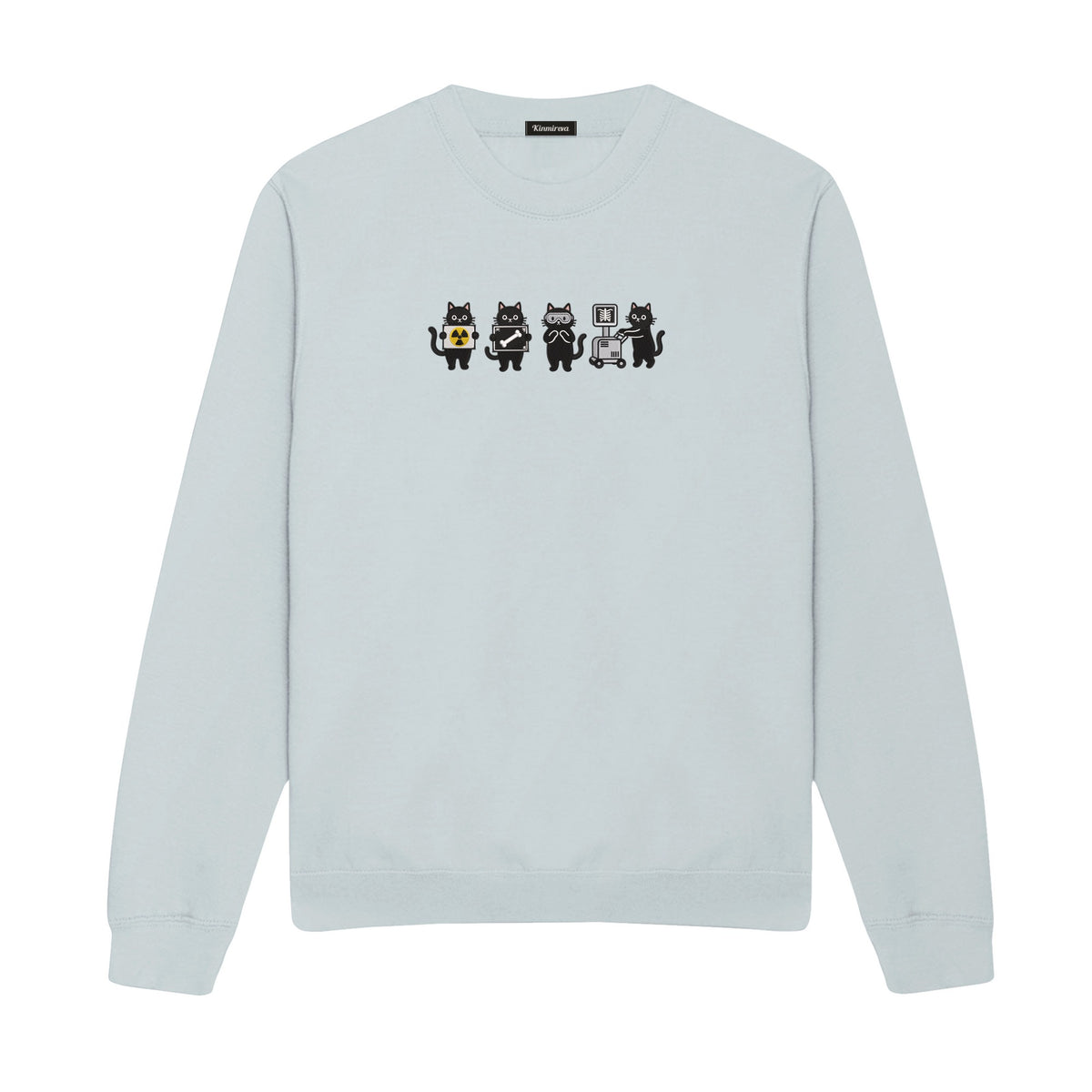 Radiology Tech Black Cat Squad X Ray embroidered sweatshirt in Sports Grey — chest embroidery