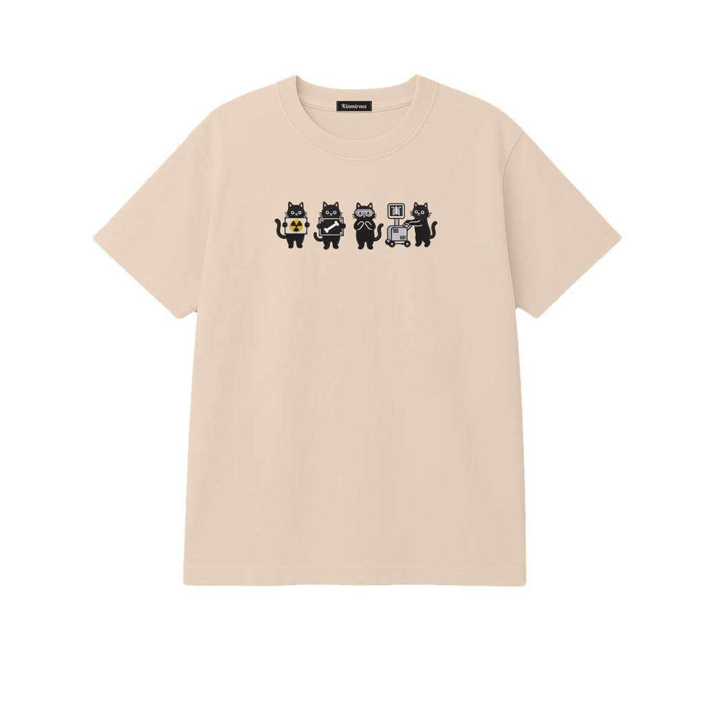 Radiology Tech Black Cat Squad X Ray embroidered t-shirt in Beige — chest embroidery